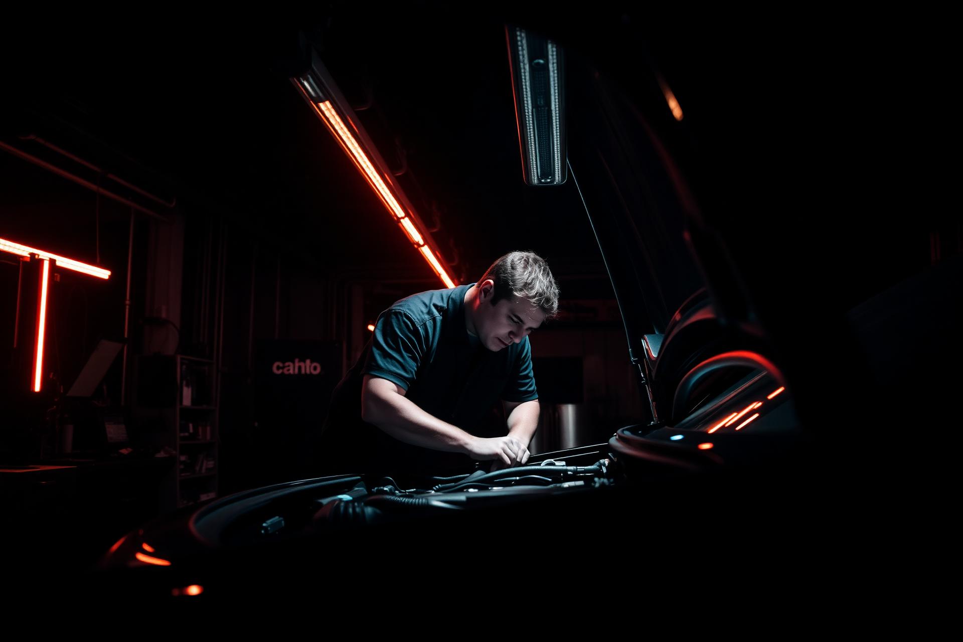 Mecânico trabalhando em motor